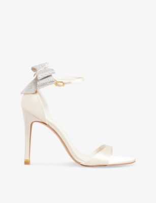 TED BAKER: Hemary rhinestone-embellished bow faux-leather heeled sandals