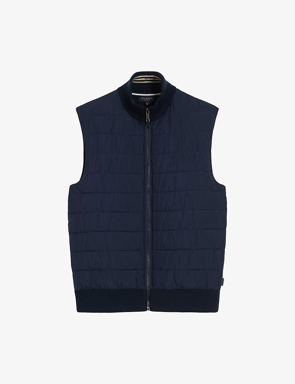 Shop Ted Baker Dejas Padded Woven Gilet In Navy