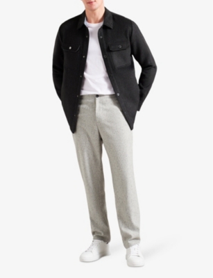 Shop Ted Baker Men's Charcoal Aderbry Patch-pocket Wool-blend Overshirt
