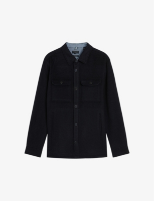 TED BAKER: Aderbry patch-pocket wool-blend overshirt