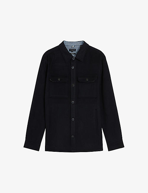TED BAKER: Aderbry patch-pocket wool-blend overshirt