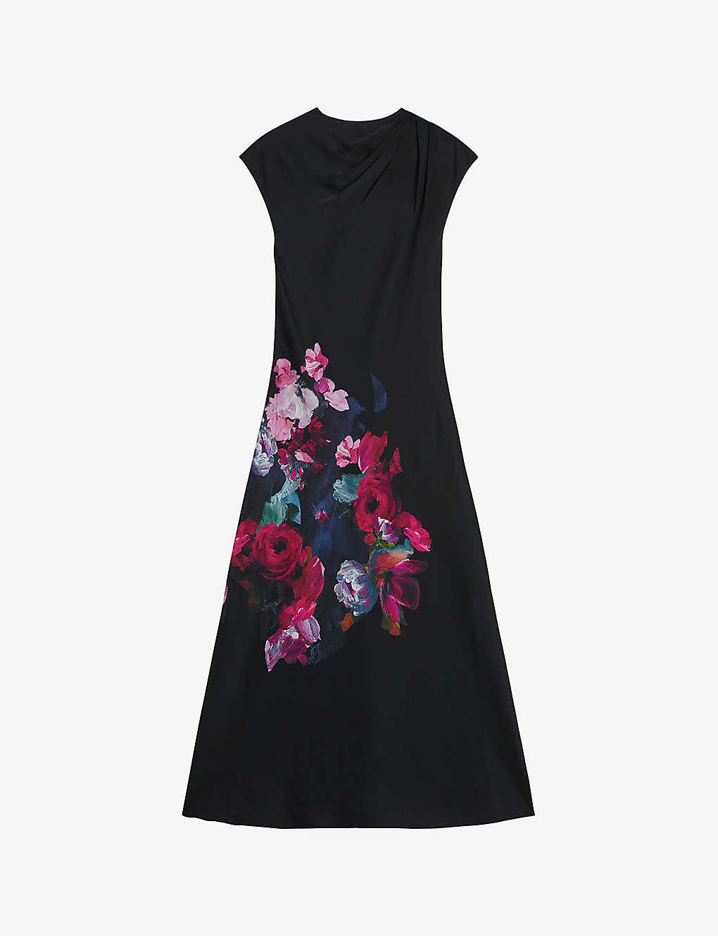 Ted Baker Womens Black Rahelee Floral-print Satin Midaxi Dress
