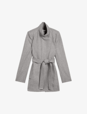 TED BAKER: Icombis funnel-neck wool-blend coat