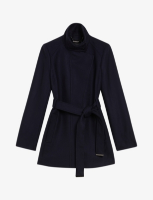 TED BAKER: Icombis funnel-neck wool-blend coat