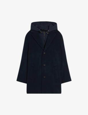 TED BAKER: Donlon single-breasted hooded wool-blend coat