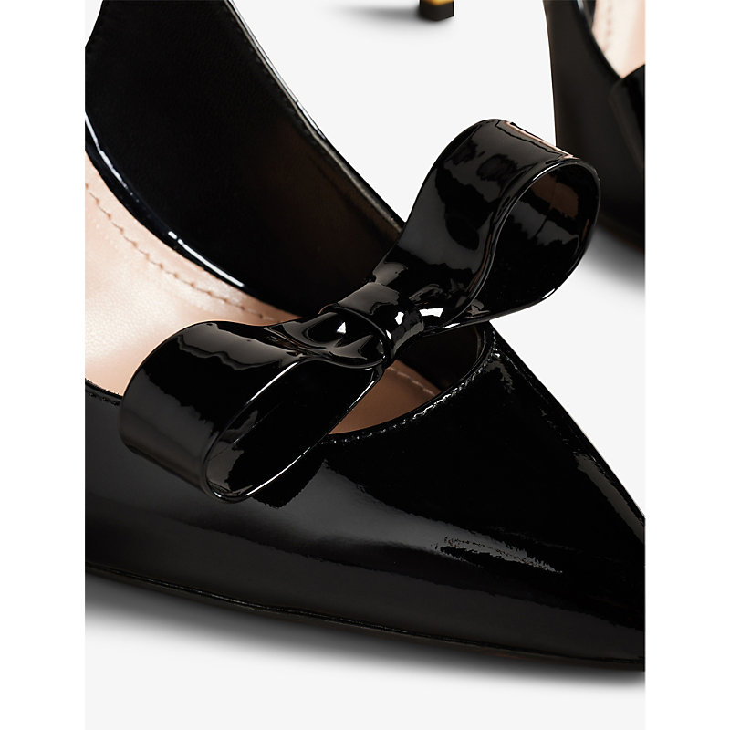 Shop Ted Baker Bow-embellished Cut-out Patent-leather Court Shoes In Black