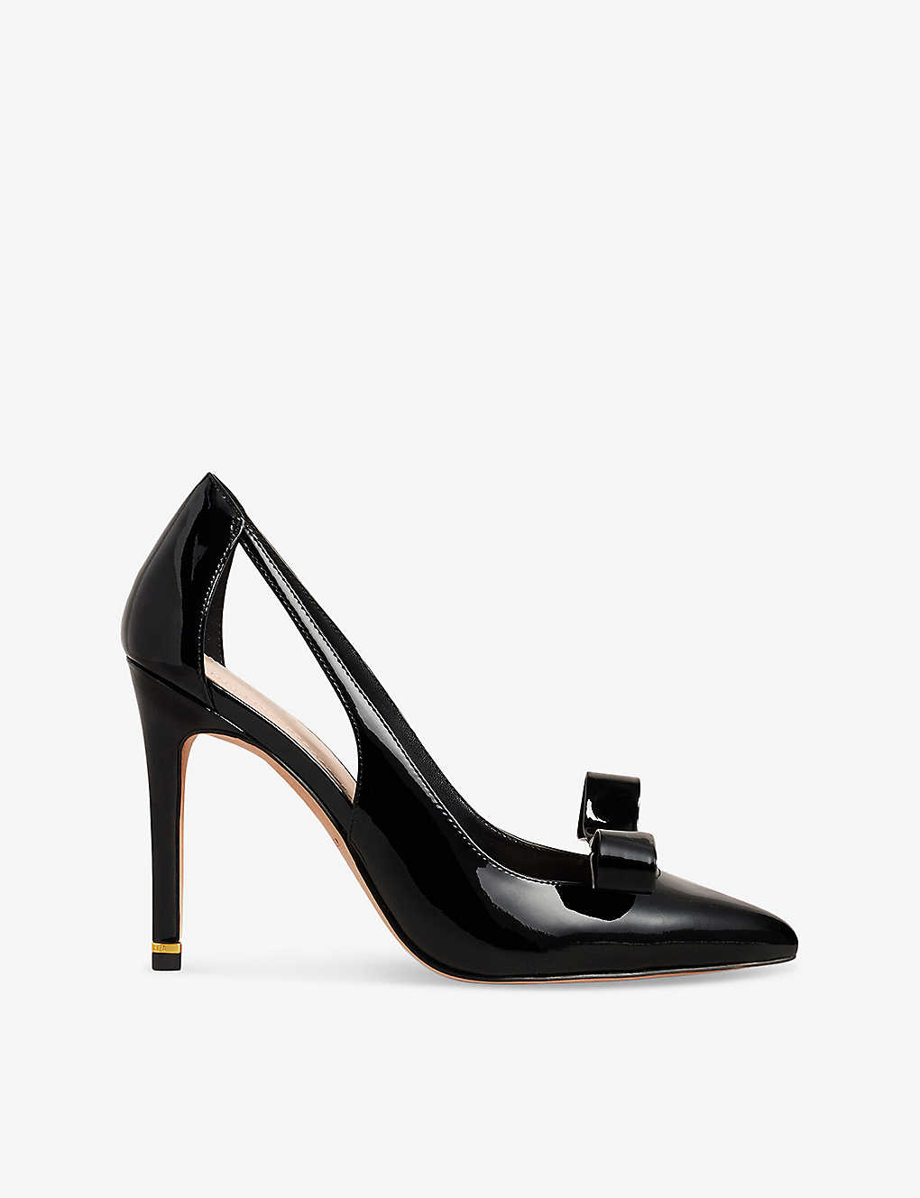 Ted Baker Bow-embellished Cut-out Patent-leather Court Shoes In Black