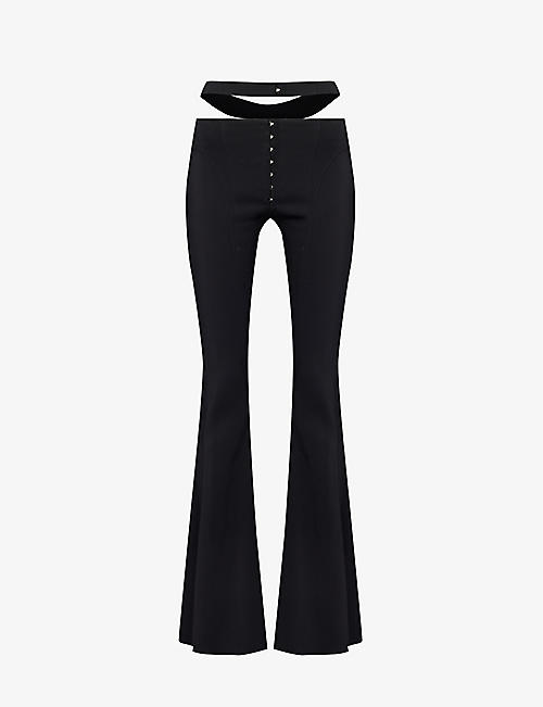 MUGLER: Flared-leg mid-rise stretch-woven trousers