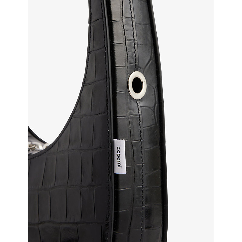 Shop Coperni Croco Leather Cross-body Bag In Black