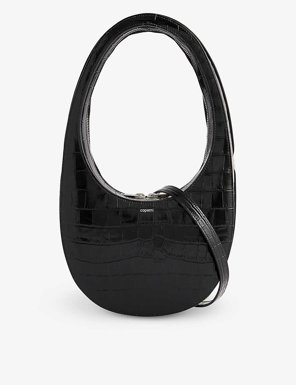 Shop Coperni Croco Leather Cross-body Bag In Black