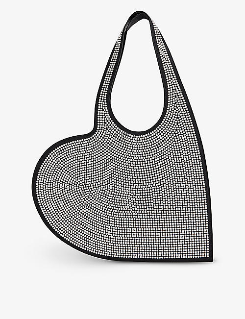 COPERNI: Heart-shape rhinestone-embellished stretch-cotton blend tote bag