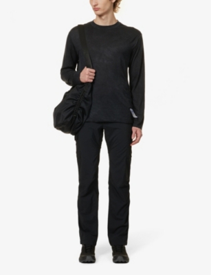 Shop Satisfy Men's Sun Bleached Black Cloudmerino™ Brand-patch Wool-knit Top