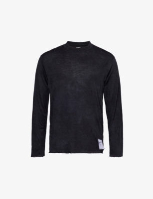Satisfy Mens Sun Bleached Black Cloudmerino™ Brand-patch Wool-knit Top