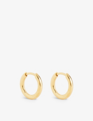 Tom Wood Mens Silver Classic Small 9ct Yellow Gold-plated Recycled Sterling-silver Hoop Earrings