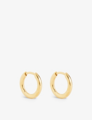 Tom Wood Mens Silver Classic Small 9ct Yellow Gold-plated Recycled Sterling-silver Hoop Earrings In Silver