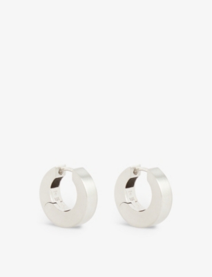 TOM WOOD: Arch rhodium-plated recycled sterling-silver hoop earrings