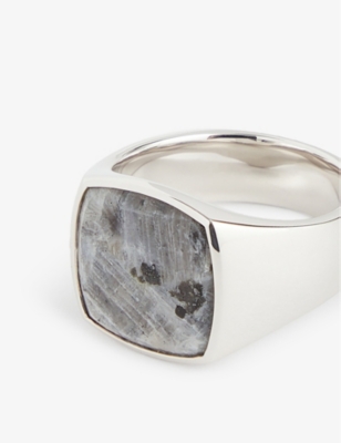 Shop Tom Wood Cushion Larvikite Rhodium-plated Sterling-silver Signet Ring