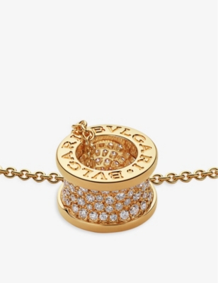 BVLGARI: B.zero1 18ct yellow-gold and 0.87ct brilliant-cut diamond pendant necklace