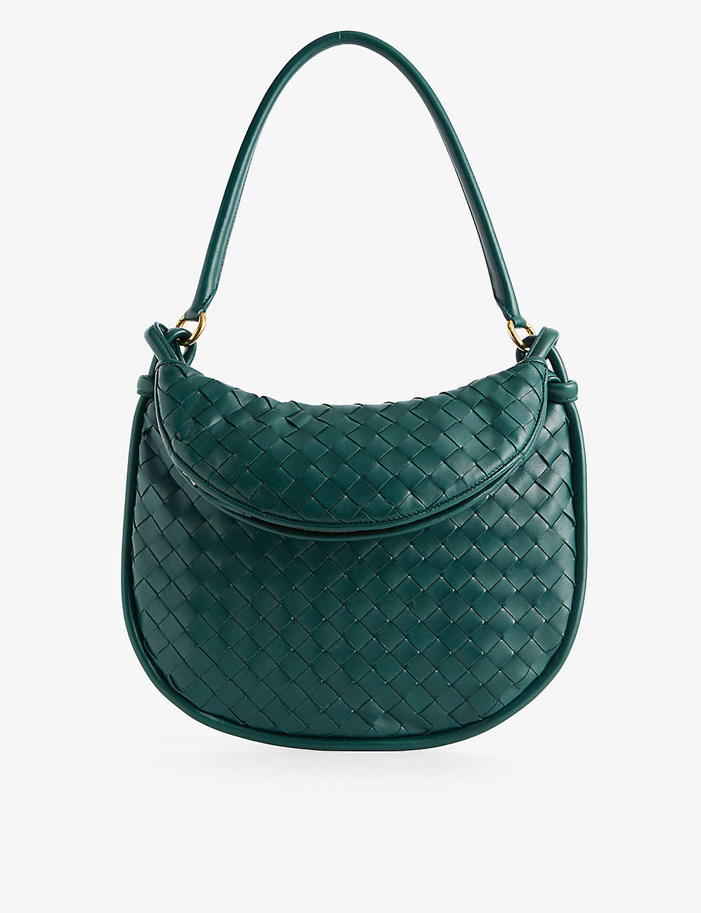 Bottega Veneta Gemelli Leather Shoulder Bag In Emerald Green-m Bras