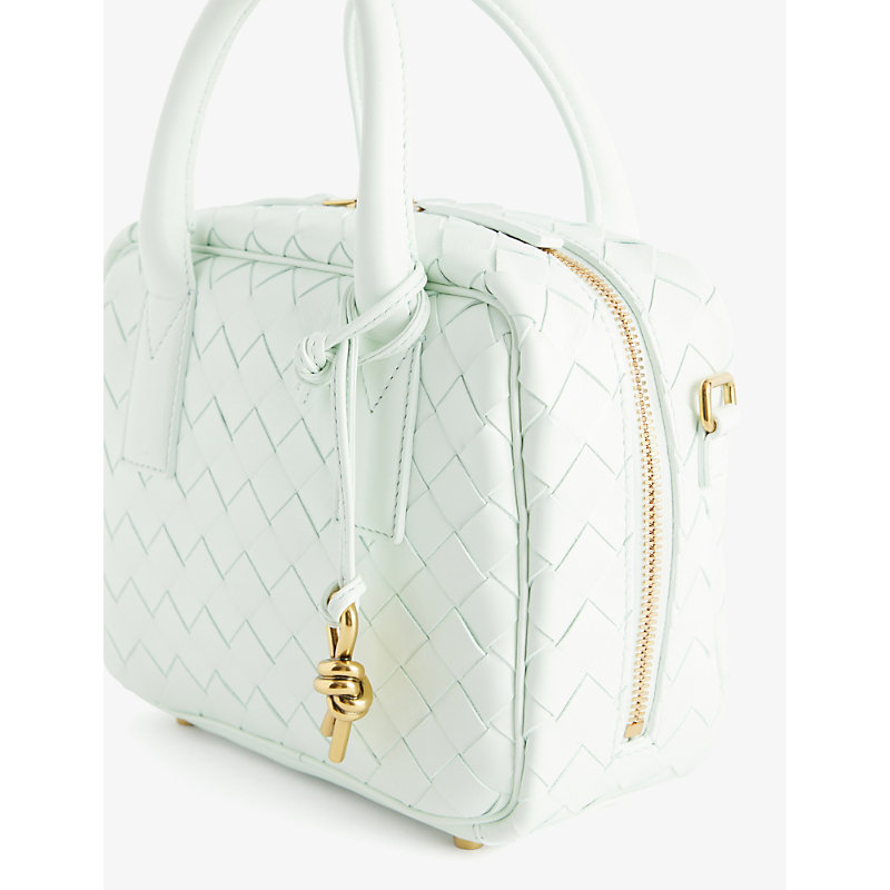 Shop Bottega Veneta Glacier-muse Brass Getaway Leather Top-handle Bag