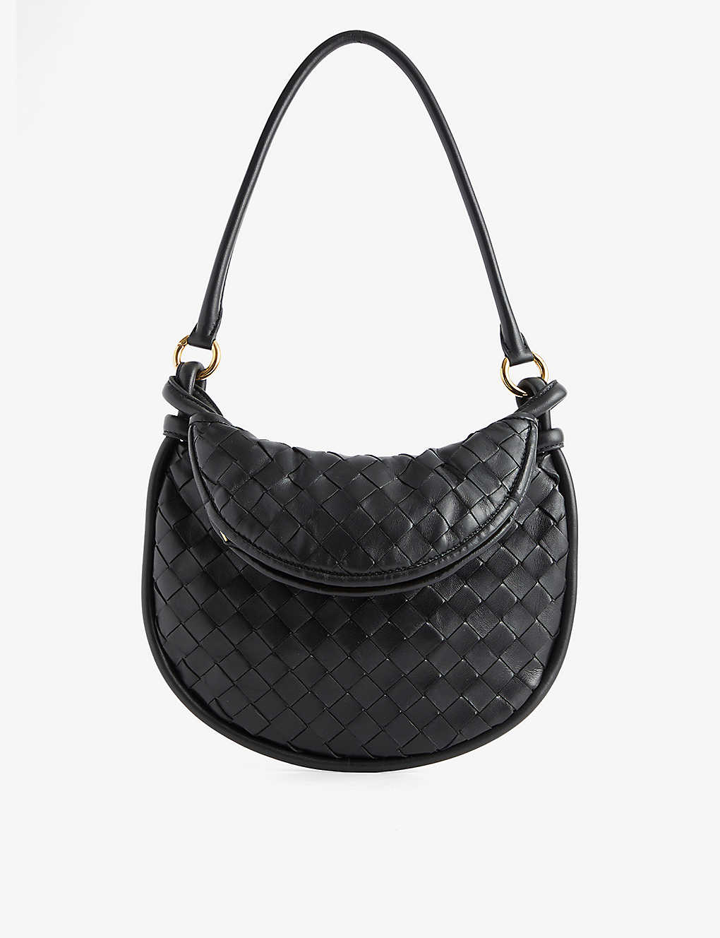Bottega Veneta Gemelli Leather Shoulder Bag In Black-m Brass