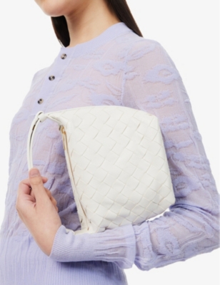 Bottega Veneta White-gold Wallace Leather Top-handle Bag In White-gold