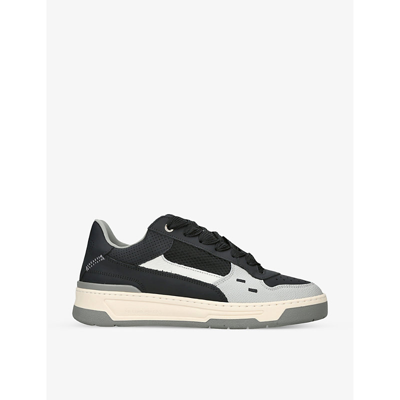 Filling Pieces Mens Black Ave Top Leather Low-top Trainers