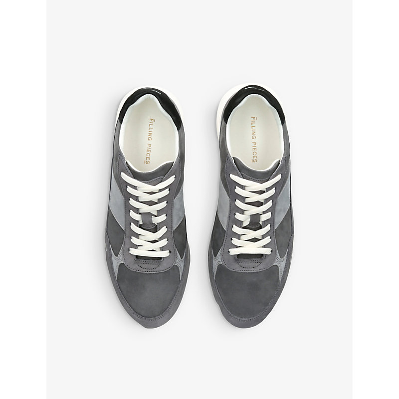 Shop Filling Pieces Mens Grey/d.cmb Jet Runner Leather Low-top Trainers
