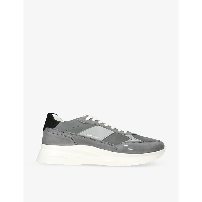 Shop Filling Pieces Men's Grey/d.cmb Jet Runner Leather Low-top Trainers