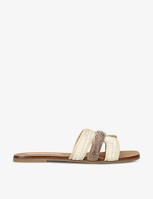STEVE MADDEN: Edriah embellished-strap flat raffia sandals