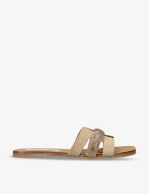 STEVE MADDEN: Edriah embellished-strap flat leather sandals