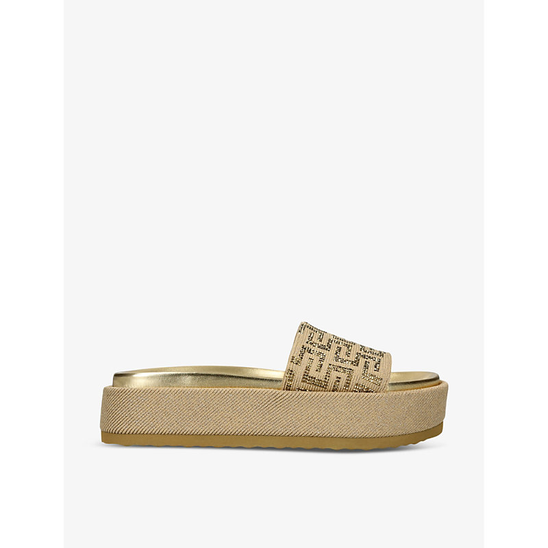 Shop Steve Madden Women's Gold Kora Embellished-strap Fabric Sandals