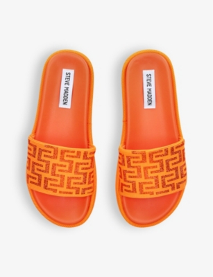 Shop Steve Madden Women's Orange Kora 575 Geometric-print Woven Sandals