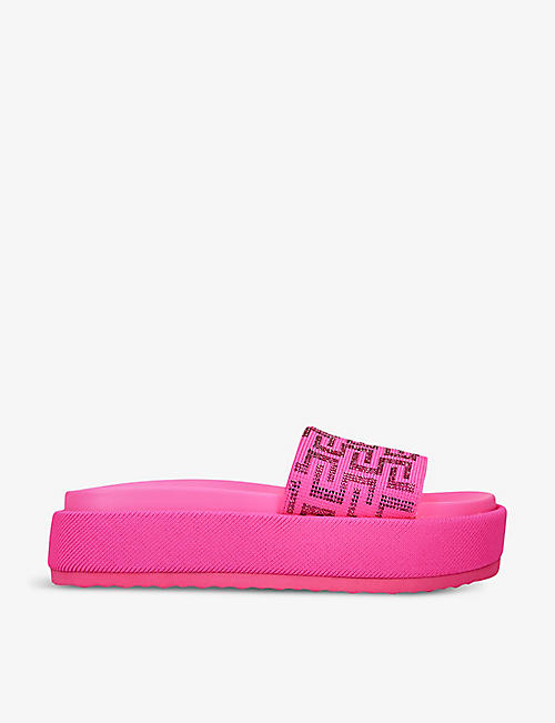 STEVE MADDEN: Kora embellished-strap flat fabric sandals