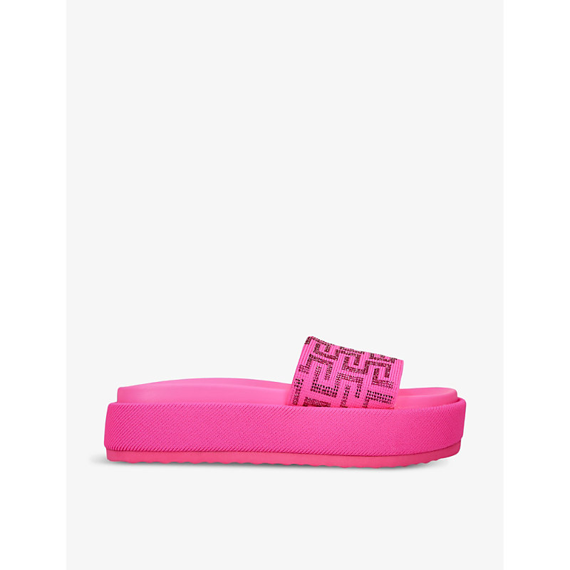 Shop Steve Madden Women's Pink Kora Embellished-strap Flat Fabric Sandals