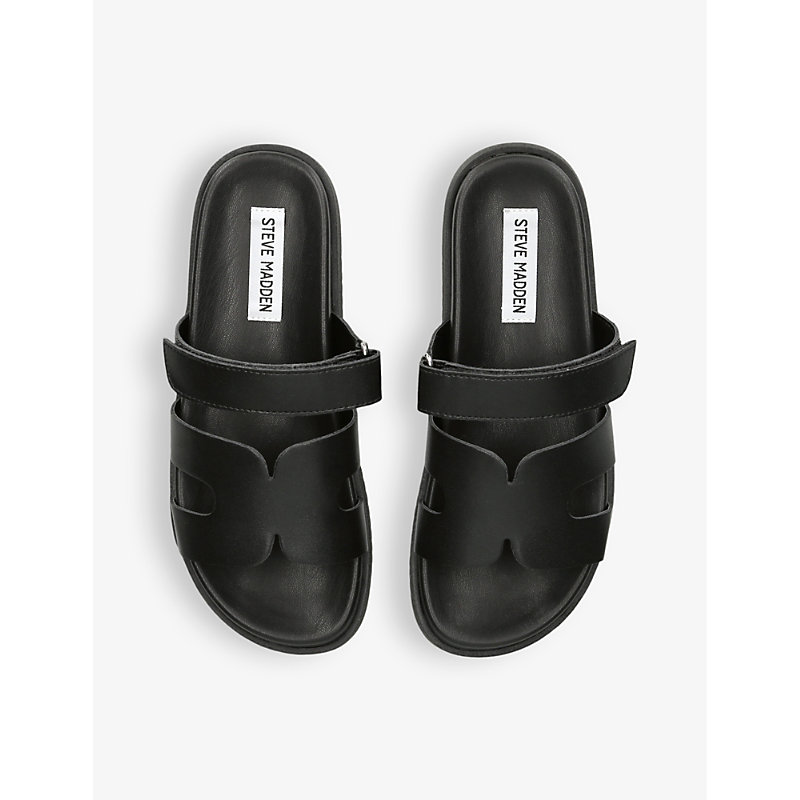 Shop Steve Madden Women's Black Missile Multi-strap Flat Leather Sandals