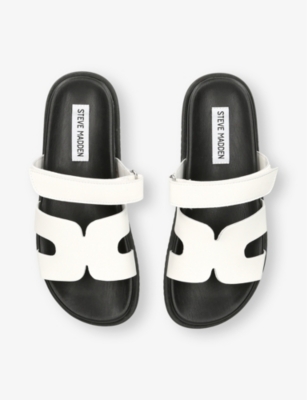 Steve Madden Womens White Missile Multi-strap Flat Leather Sandals In White