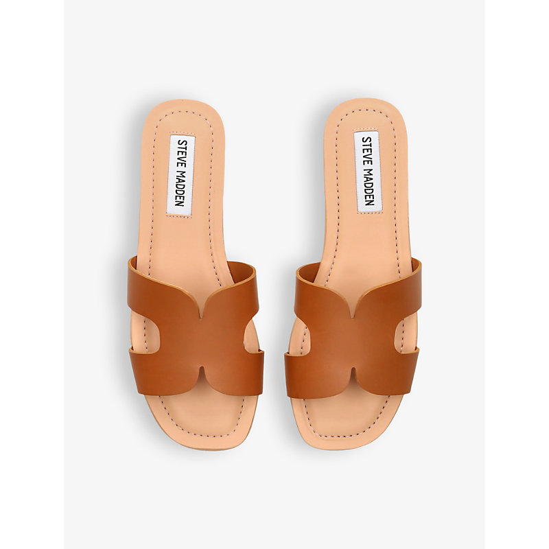 Shop Steve Madden Womens Tan Zarnia Cut-out Strap Leather Sandals