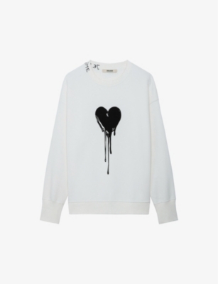 Shop Zadig & Voltaire Zadig&voltaire Women's Judo Oscar Heart-print Long-sleeve Cotton-jersey Sweatshirt