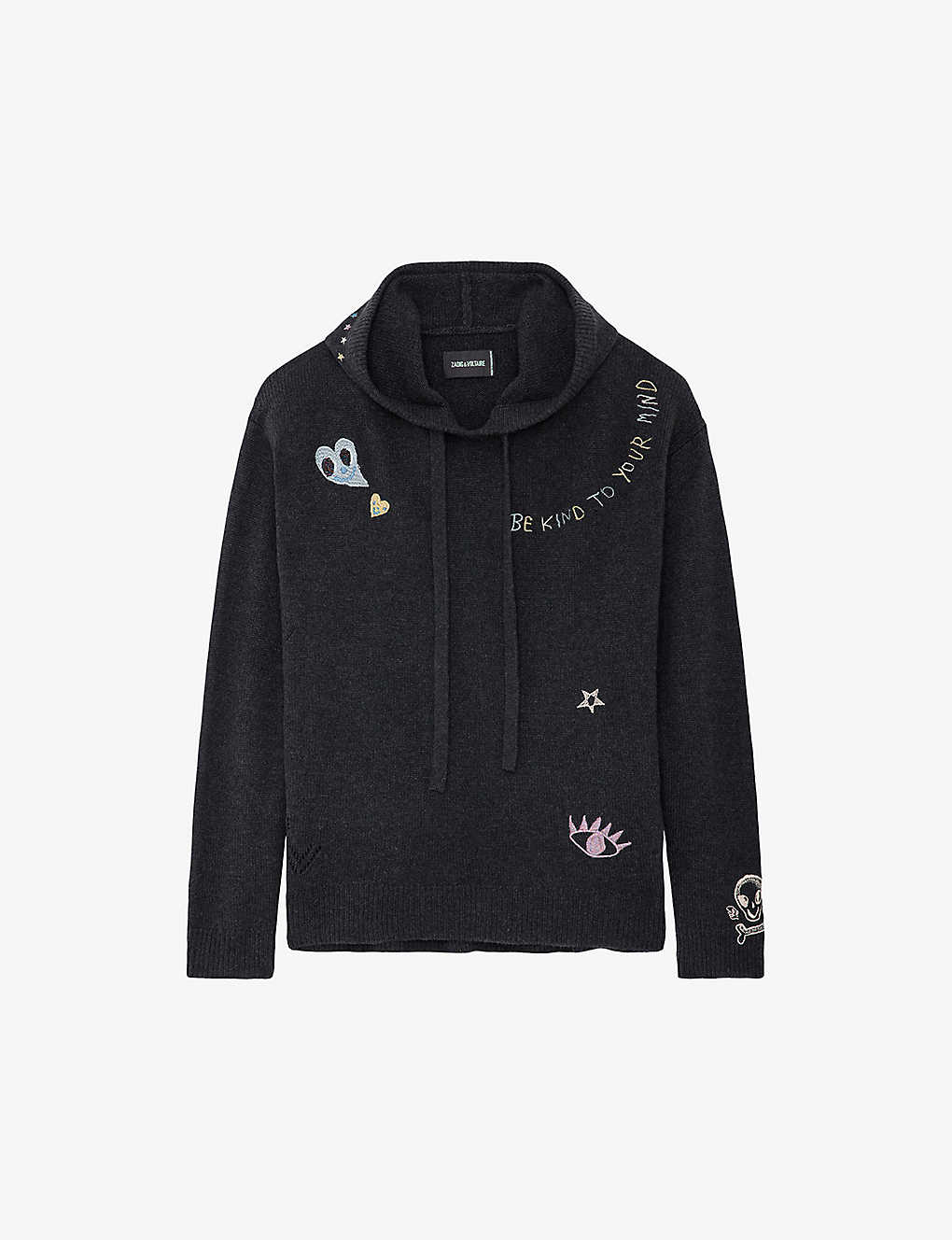 Shop Zadig & Voltaire Zadig&voltaire Womens Kaki Slate Marky Logo-embroidered Cashmere Hoody In Green