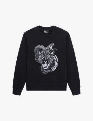 THE KOOPLES: Snake-leopard serigraphy embellished cotton-jersey sweatshirt