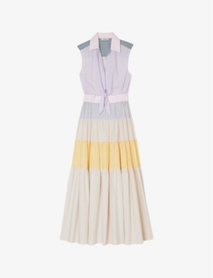 SANDRO: Patchwork tie-waist cotton maxi dress