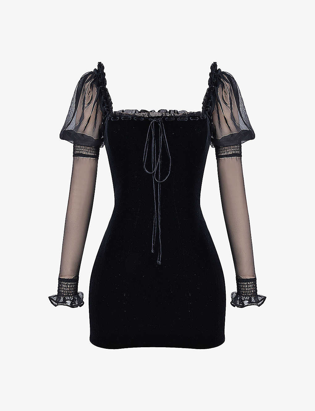 House Of Cb Womens Black Syana Square-neck Stretch-velvet Mini Dress