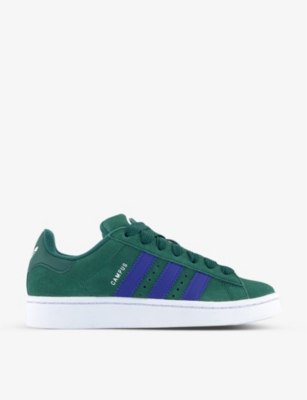 Adidas Originals Adidas Womens Collagiate Green White E Campus 00s Brand-stripe Low-top Suede Trainers