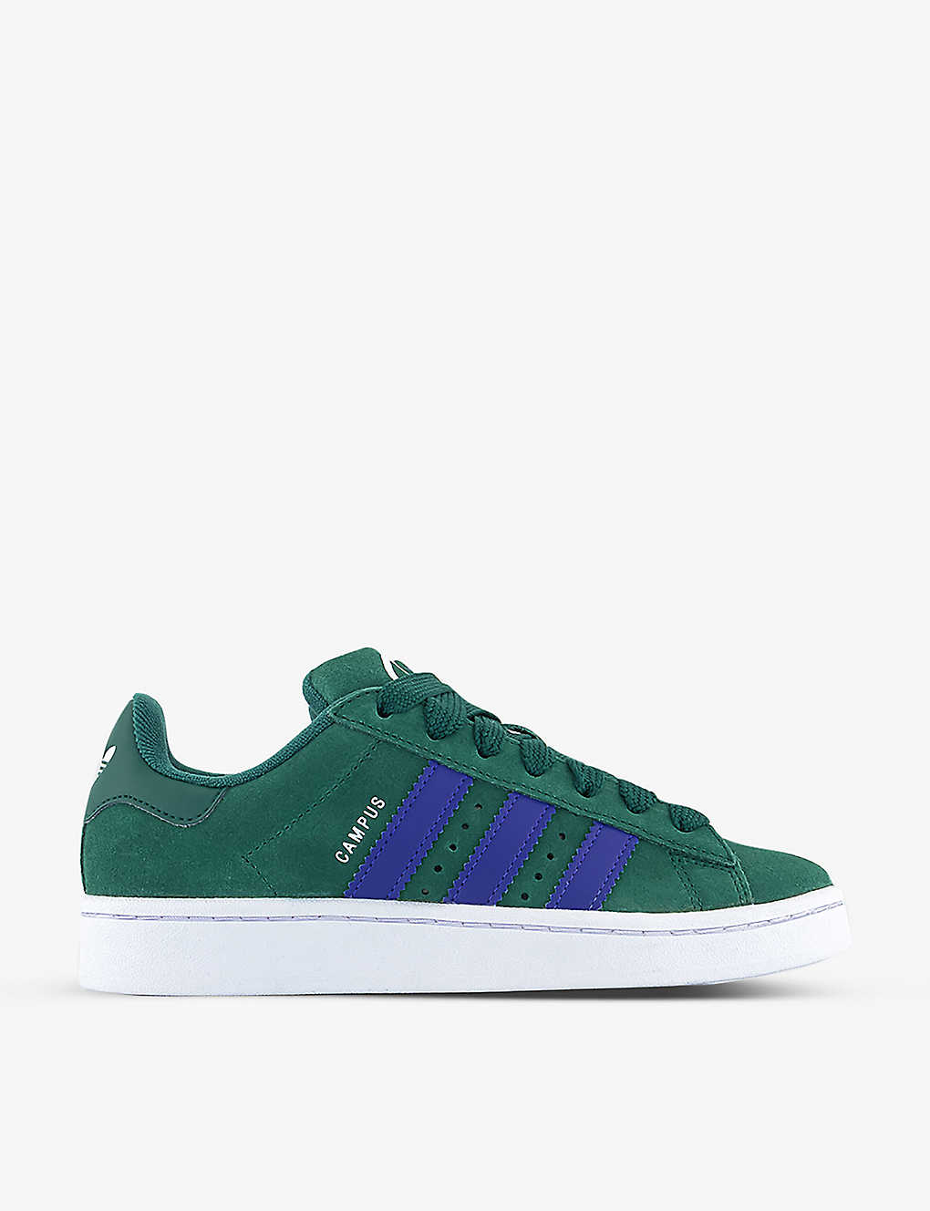 Adidas Originals Adidas Womens Collagiate Green White E Campus 00s Brand-stripe Low-top Suede Trainers