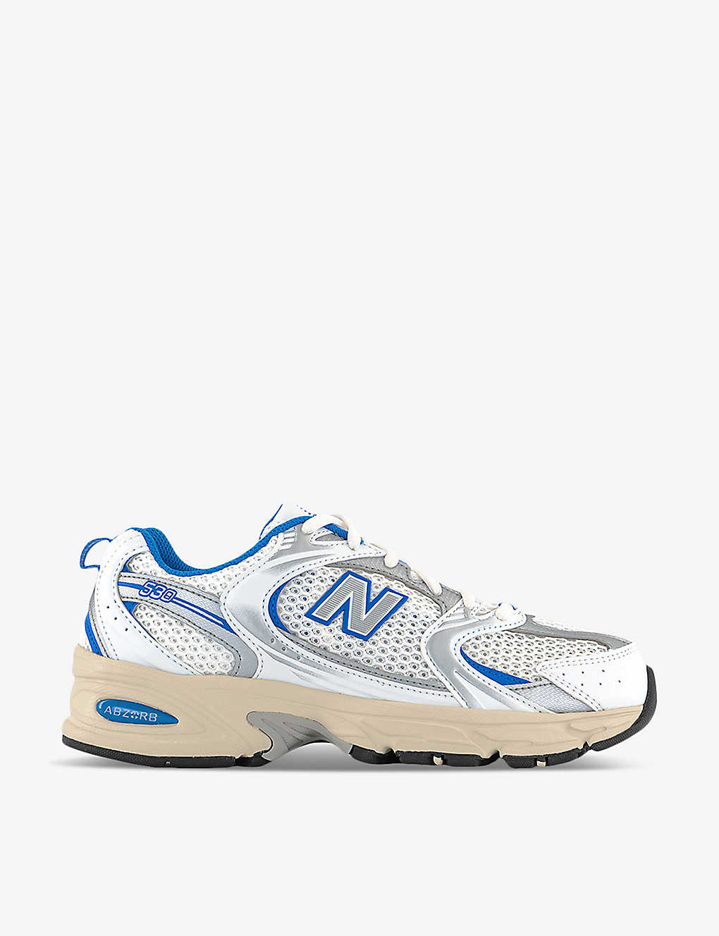 New Balance Womens White Blue Offwhite Mr530 Logo-embossed Leather And Mesh Low-top Trainers