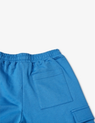 Shop Benetton Boys Airforce Blue Kids Patch-pocket Relaxed-fit Cotton-jersey Shorts 6-14 Years