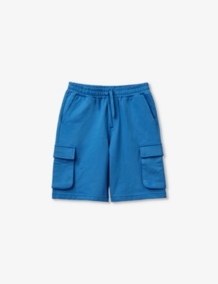 Shop Benetton Patch-pocket Relaxed-fit Cotton-jersey Shorts 6-14 Years In Airforce Blue