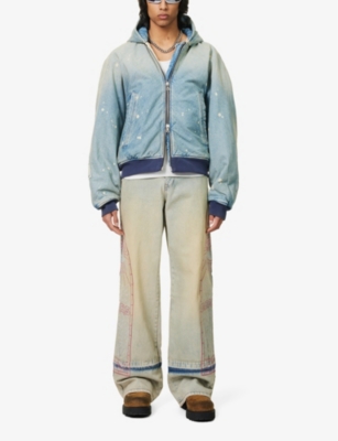 Shop Who Decides War By Ev Bravado Men's Denim Motif-embroidered Brand-patch Regular-fit Jeans