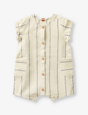 BENETTON: Stripe-print short-sleeve cotton-blend romper romper 1-18 months